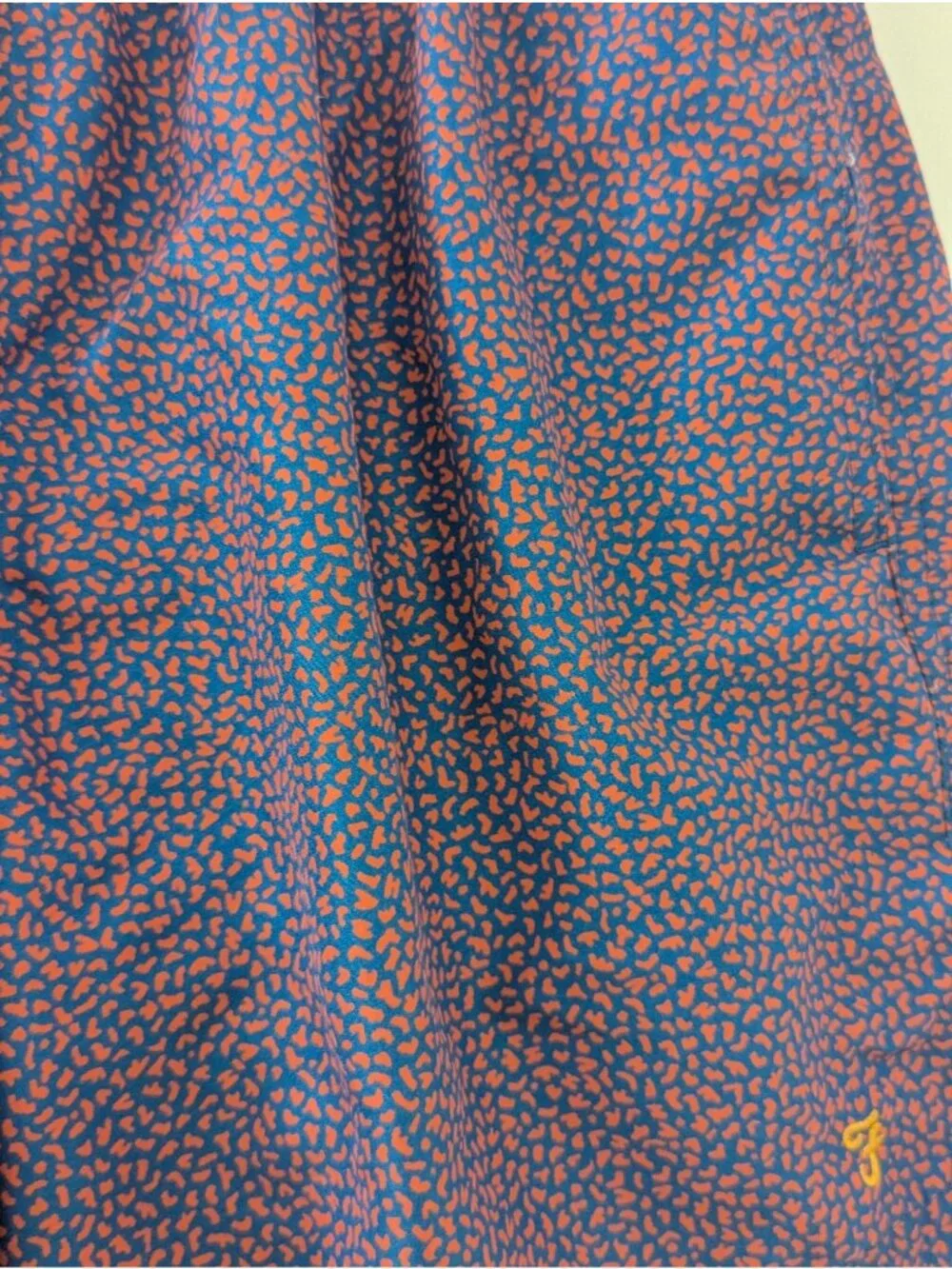 Farah Mens Blue & Red Printed Recycled Fabric Swim Shorts Size Medium